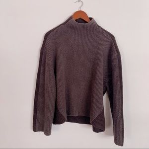 Purple Colorblock Mockneck Boxy Sweater